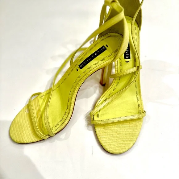 Alice and Olivia Neon Yellow Strappy Heels in Neon Yellow.|Green In Size 8.5 - Picture 2 of 11